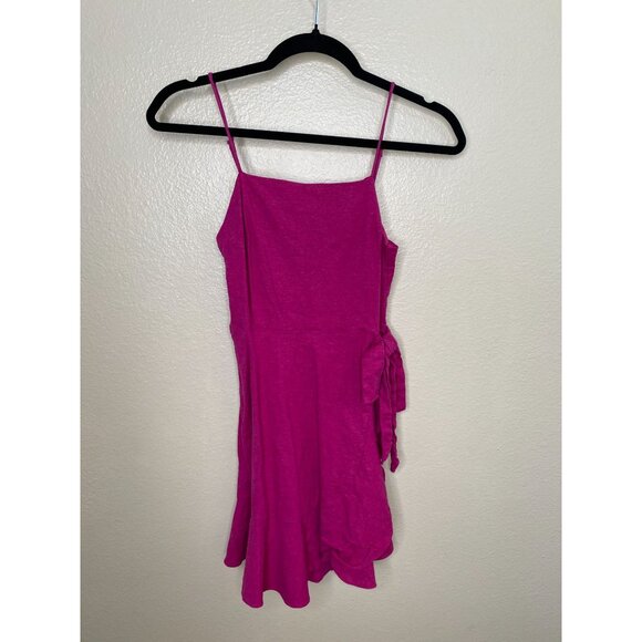 Express Womens Pink Sleeveless Wrap Style Dress XXS Adjustable Strap linen - Picture 2 of 7